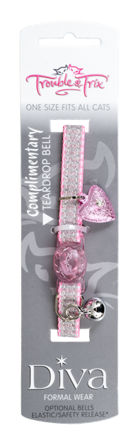 Cat Collar - Diva with Heart Shape Bell